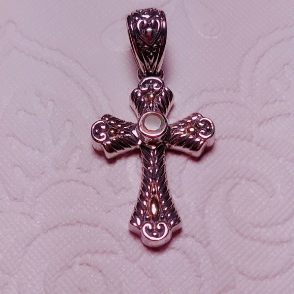 Bali Designs Jewelry - Real opal 18k & SS Bali Designs cross pendant Bali Designs Jewelry - Real opal 18k & SS Bali Designs cross pendant